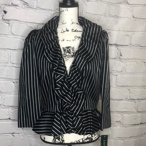 Ralph Lauren Black and White Stripe Peplum Blouse